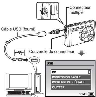 OLYMPUS MJU9000 - Connectez l'appareil photo à un ordinateur. - 1