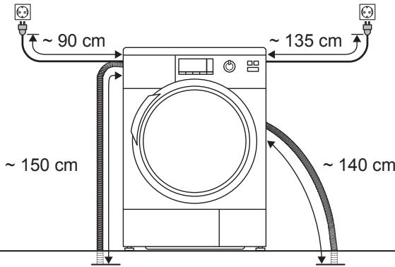 PANASONIC NH-P80G1WFRC - Longueurs des tuyaux et du cable d'alimentation - 1