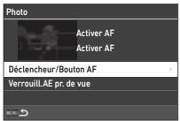 PENTAX K-3 MARK III NU NOIR - Réglage des fonctionnements de la mise au point automatique et Verrouillage AE - 1