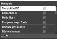 PENTAX K-3 MARK III NU NOIR - Sélection des réglages à enregistrer dans l'appareil - 1