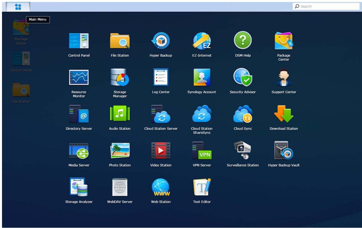 SYNOLOGY DS216+ II - Ouvr les applications et les paquets avec le menu principal - 1