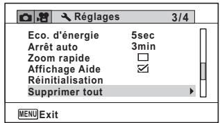 RICOH WG-30 WIFI GRIS - Utilisez le bouton de navigation ( ) pour selectionner [Supprimer tout]. - 1