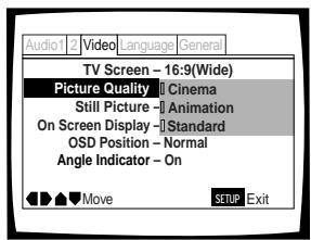 PIONEER DV K302CD - Réglage de la qualité de l'image en fonction du type d'enregistrement - DVD/Super VCD/Video CD - 1