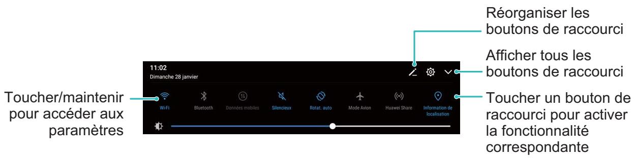HUAWEI 55010DHX - Utiliser des boutons raccourci pour activer rapidement les fonctionnalités fréquement utilisées - 1