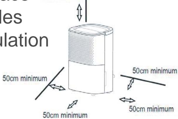 PROLINE ADH10L - Laissez au moins 50 cm d'espace au-dessus de l'appareil et sur les côtés afin de garantir une circulation d'air suffisante. - 1
