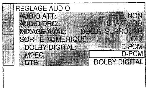 SONY HTP 1000 - Appuyez sur / pour selectionner le type de signal Dolby Digital a envoyer à l'amplificateur (récepteur). - 1