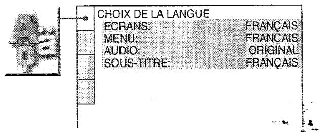 SONY HTP 1000 - Sélection de la langue d'affichage et de la plage sonore (CHOIX DE LA LANGUAGE) - 1