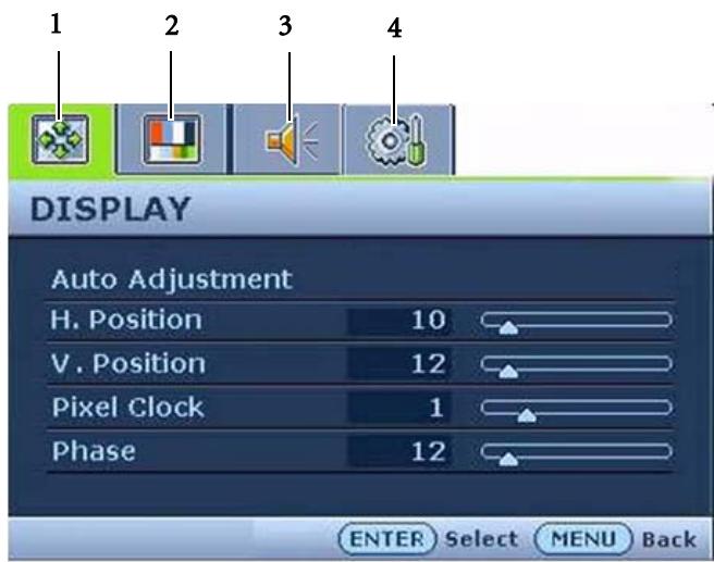 BENQ FP72E/T721 - Mode du menu principal - 1