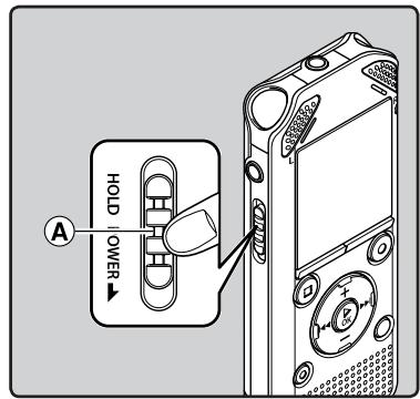 OLYMPUS WS-811+ME-51 - Glissez le commutateur POWER/HOLD en position A. - 1