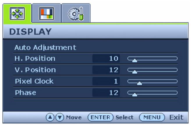 BENQ FP92W - Menu DISPLAY (AFFICH.) - 1
