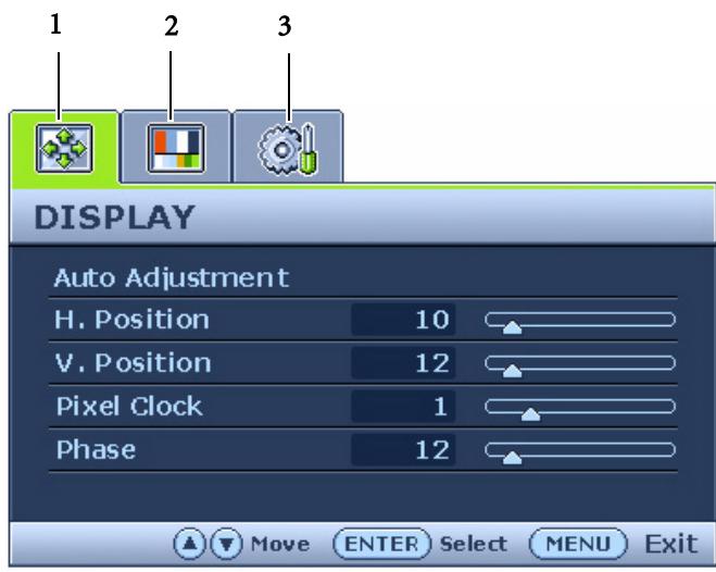 BENQ FP92W - Mode du menu principal - 1
