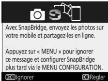 NIKON DS3400 + AF-P 18-55mm UR + AF-P70-300mm VR - Appuyez sur MENU lorsque la boite de dialogue illustrée à droite s'affiche. - 1