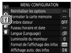 NIKON DS3400 + AF-P 18-55mm UR + AF-P70-300mm VR - Mettez en surbrillance l'icone du menu actuellément selectionné. - 2