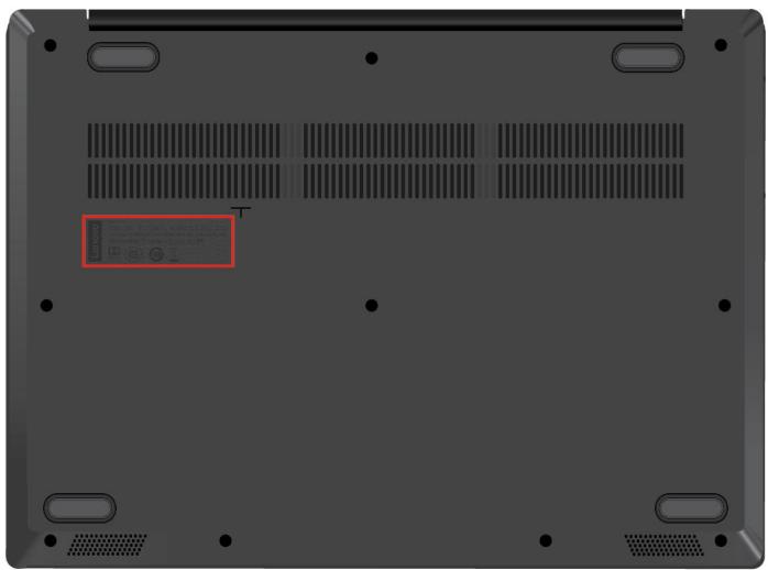 LENOVO V14 ADA - Emplacement de l'etiquette d'identification FCC et IC - 1