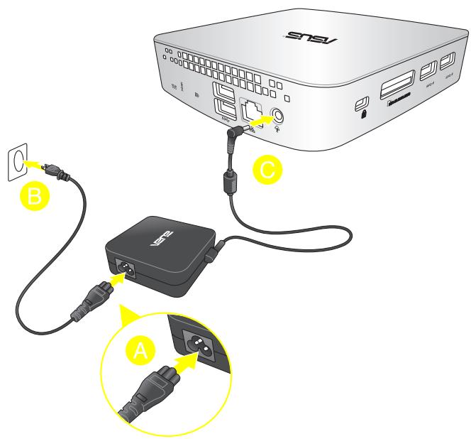 ASUS UN42-M072V - Pour connecter l'adaptateur secteur à votre VivoMini : - 1