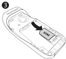 SONY ERICSSON J300i - Pour-retirer le couvercle et insérer la carte SIM - 3