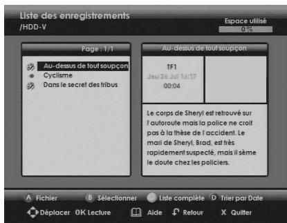 SAGEM DTR 6480 T - 10-4 LIST DES ENREGISTREMENTS - 2