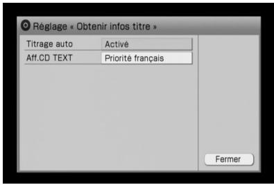 SONY NAC-HD1E - Modification du réglage permettant d'obtenir des informations sur le titre - 1