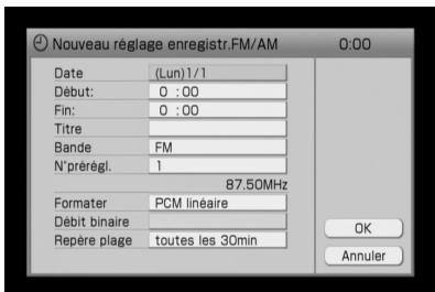 SONY NAC-HD1E - Enregistrement d'un programme radio à l'aide de la minuterie d'enregistrement - 1