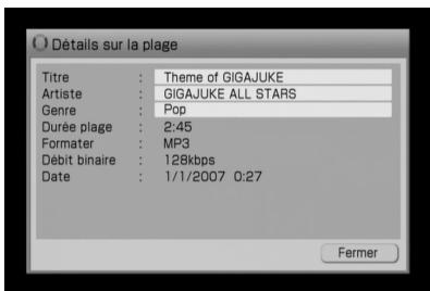 SONY NAC-HD1E - Affichage d'informations sur les listes de lecture ou les plages - 1