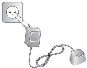 SAGEM Fhonerax 40°Frhonertax 45 - Raccorder le cordon d'alimentation de la base de chargement - 1