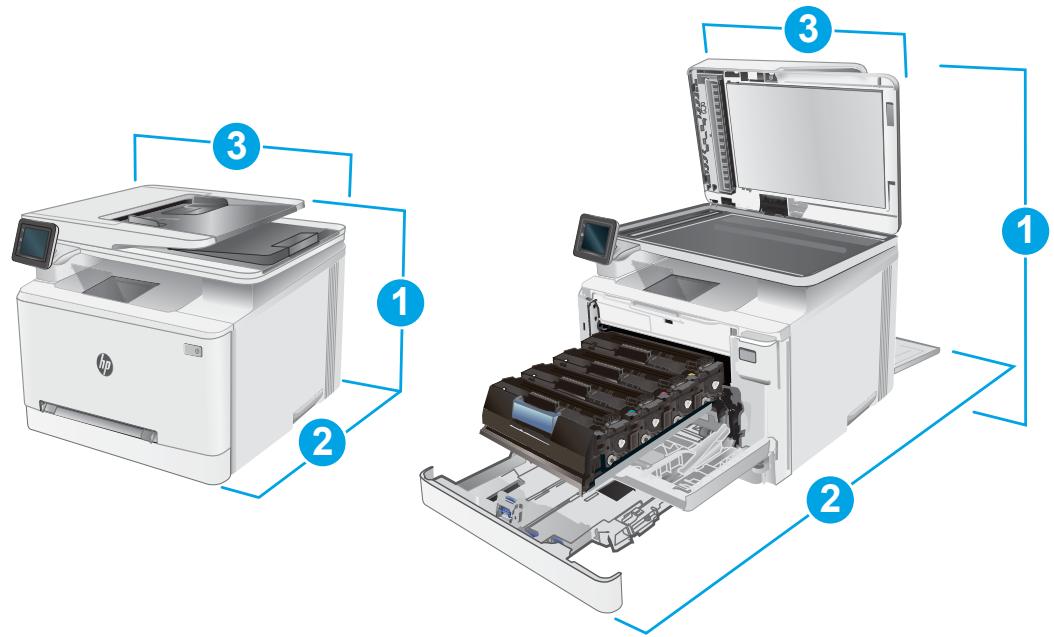 HP M281FDW - Dimensions de l'imprimante - 1