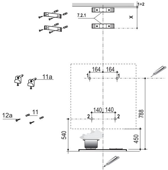 FABER CASUAL 800 - Perçage de la paroi et fixation des supports - 1