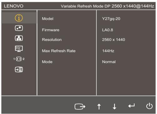 LENOVO ECRAN PCY¥27GQ-20 - En utilisant les contrôle du menu OSD (affichage à l'écran) - 1