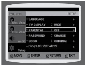 SAMSUNG HT-Z120T - CONFIGURATION DU CONTROLE PARENTAL (NIVEAU DE CLASSEMENT) - 1