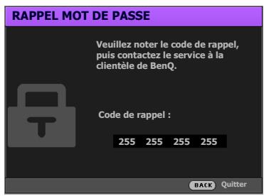 BENQ V6050 - Procédure de rappel de mot de passe - 1