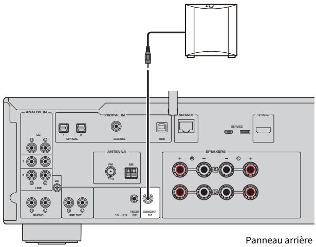 YAMAHA R-N1000A - Connexion d'un caisson de graves - 1