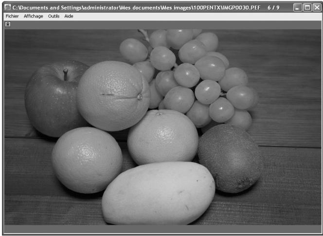 PENTAX Browser_3 - Pour ce faire, Sélectionnez [Barre d'outils] ou [Données image] dans le menu [Affichage] de la fenêtre de visualisation principale et désactivez la case afférique. - 1
