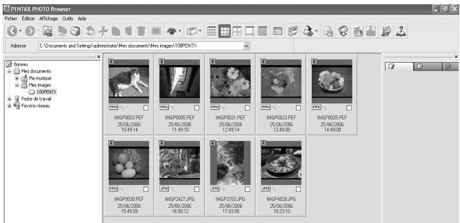PENTAX Browser_3 - Sélectionné le dossier contenant le fjichier image à visualiser dans l'arborescence. - 1