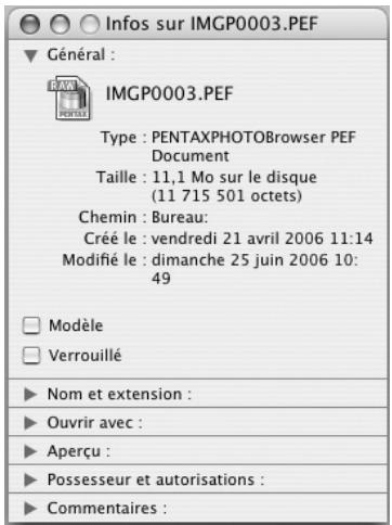 PENTAX Browser_3 - Affichage des propriétés des dossiers/fichiers image - 3