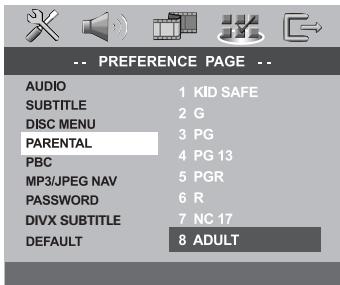 PHILIPS LX8500W - Limitation de lecture en configurant le Contrôle parental - 1