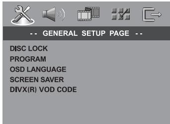 PHILIPS LX8500W - Menu d'installation générale - 1