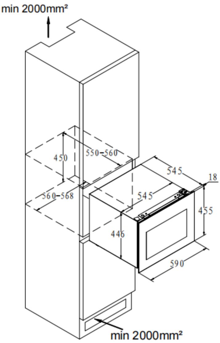 DE DIETRICH DIW28FB - Présentation d'encastrement dans l'armoire - 1