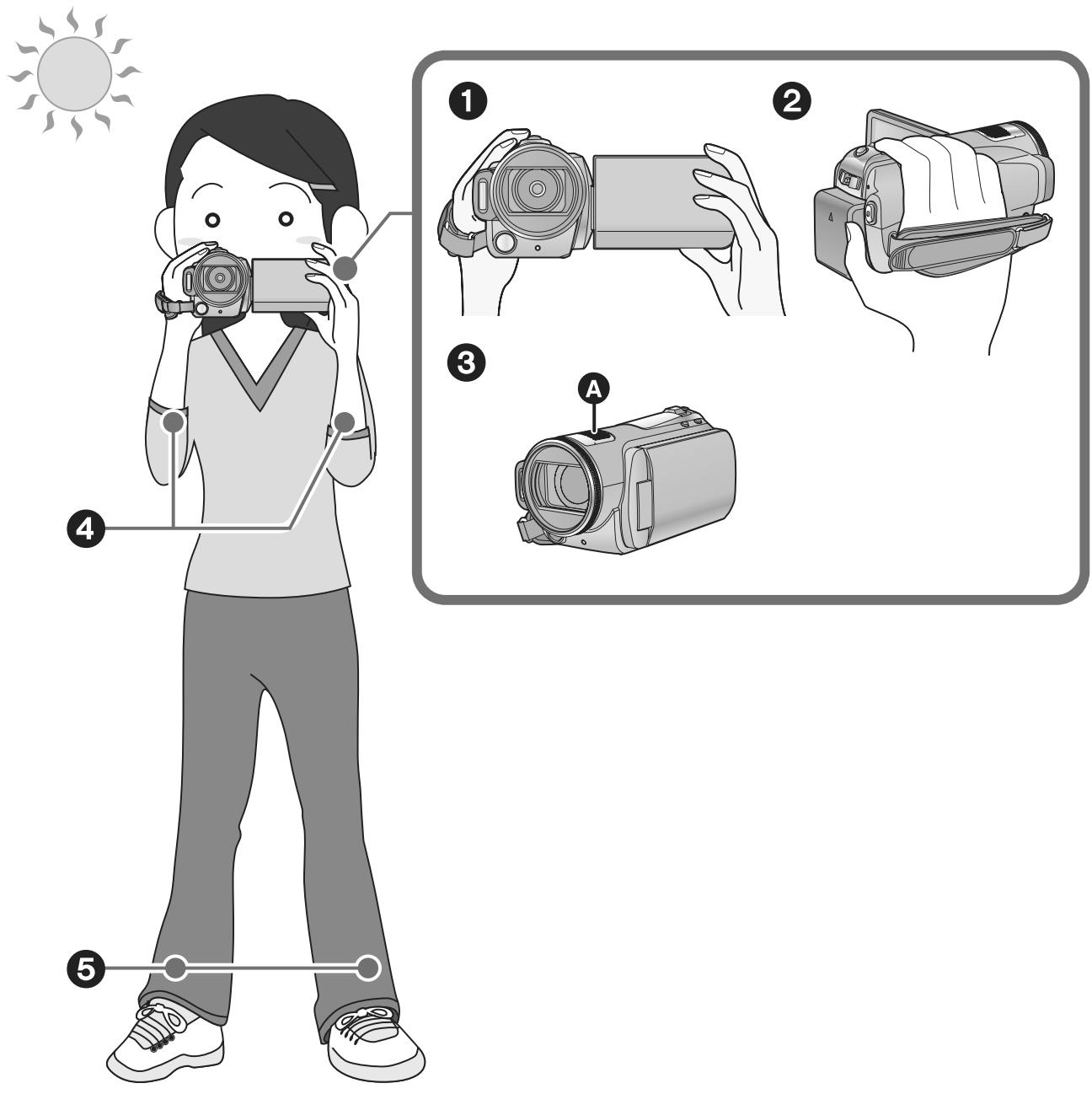 LG HDC-SD20EF - ■ Positionnement de base du caméscope - 1