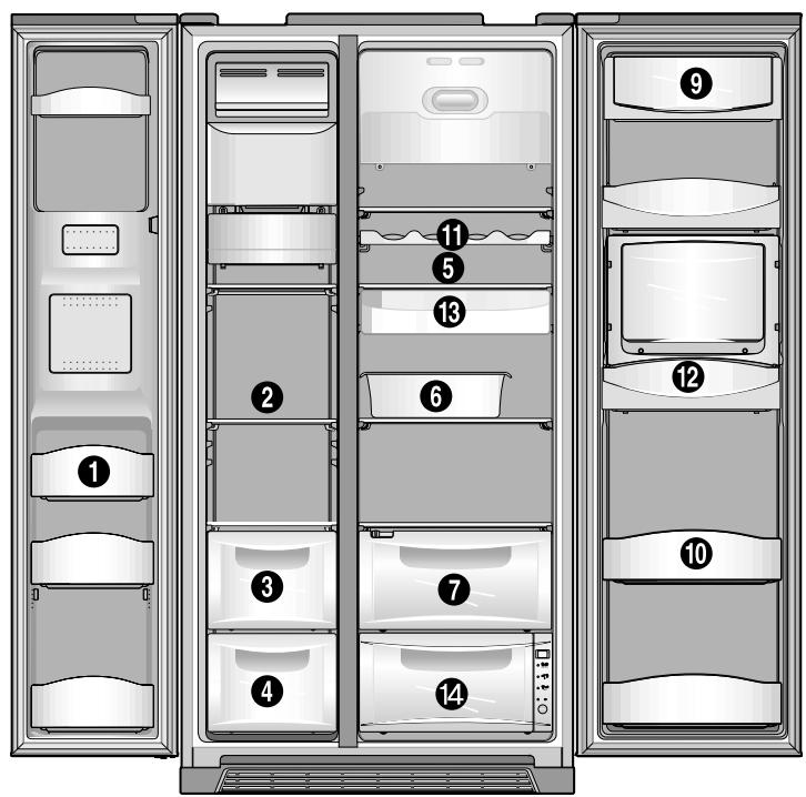 DAEWOO FRS-U21DCB - Compartiments du modele avec distributeur - 1