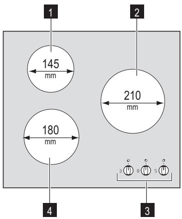 FAURE FIM 63 F NOIR - Description de la table de cuisson - 1