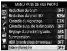 NIKON D5 - Sélectionnéz Intervallomètre. - 1