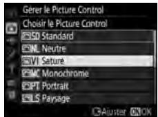 NIKON D5 - Sélectionnez un Picture Control. - 1