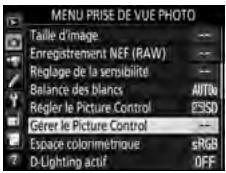 NIKON D5 - Sélectionnez Gérer le Picture Control. - 1