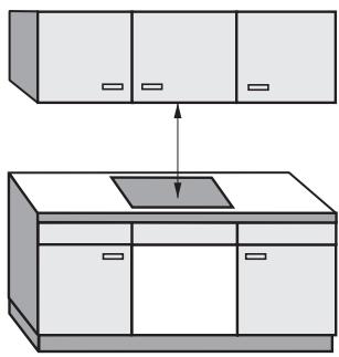 MIELE KM 2256 G INOX - Distance de sécurité par rapport aux meubles supérieurs - 1
