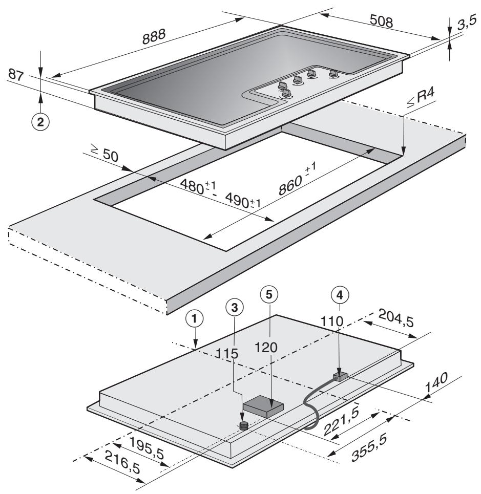 MIELE KM 2256 G INOX - Dimensions des apparèils et cotes d'encastrement - 1