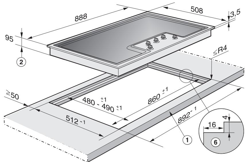 MIELE KM 2256 G INOX - Dimensions des apparils et cotes d'encastrement - 1