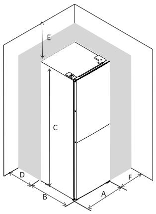 DARRY WINIAREFRIGERATEUR-CONGELATEURWRD-H270WB - Espace minimum requis - 1