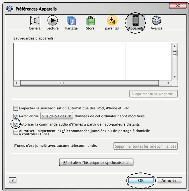 DENON DSDS5SOOWTE2 - Réalisation des opérations de lecture sur iTunes avec la télécommande de cet apparéil - 1