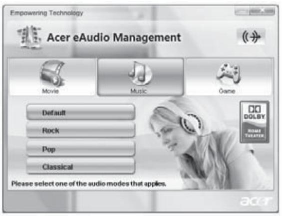 ACER ASP 5735Z-343G25MN - Acer eAudio Management (seulement pour certains modèles) - 2