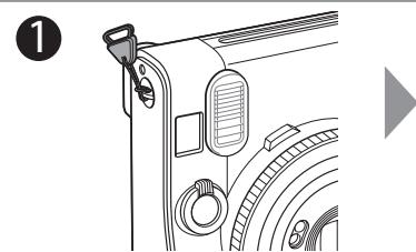 FUII INSTAX mini 90 - A Stolrapp toke 4t/Atting the Strap/Anbringen der Trageschlaufe/Fixation de la courroie/Fijacion de la correa/ 裝上相機帶/SteTcRgHgEhHi - 1